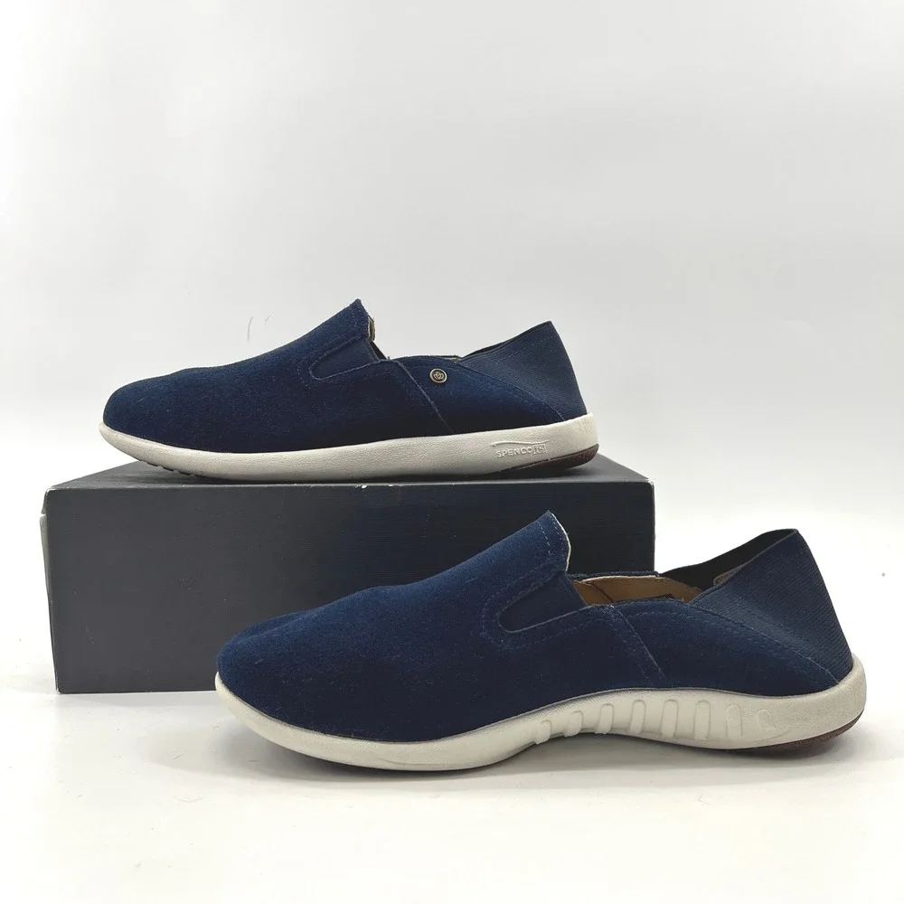 Spenco Siesta Slide Shoes Sz 8.5 Black Blue Orthotic Suede 2 Pr Comfy Slippers